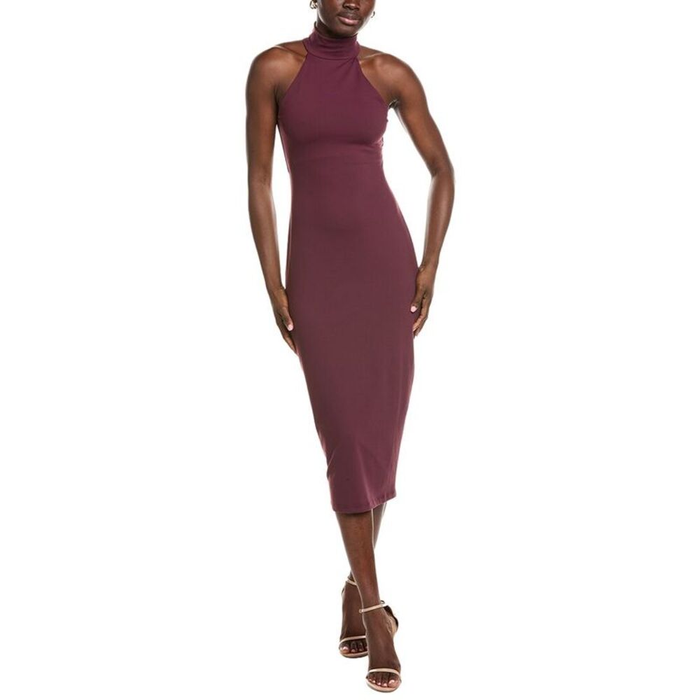 Susana Monaco Womens Mock Neck Midi Dress, Red